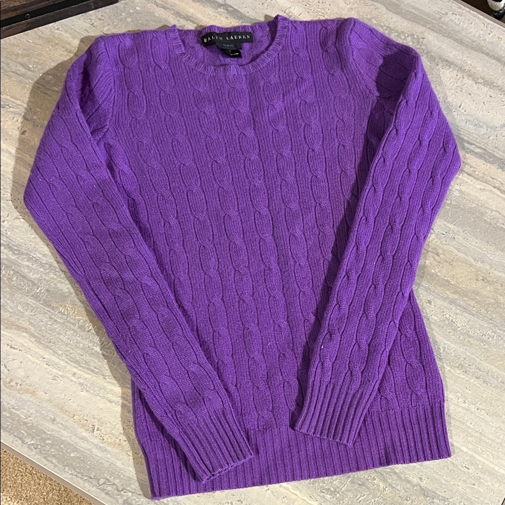 Ralph Lauren Purple Cable Knit Sweater Black Label Cashmere